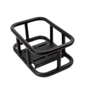 Aluminum welded motorcycle rear luggage rack with heavy load capacity, TIG welded frame structure, and black powder coated corrosion resistant finish for touring and adventure motorcycles