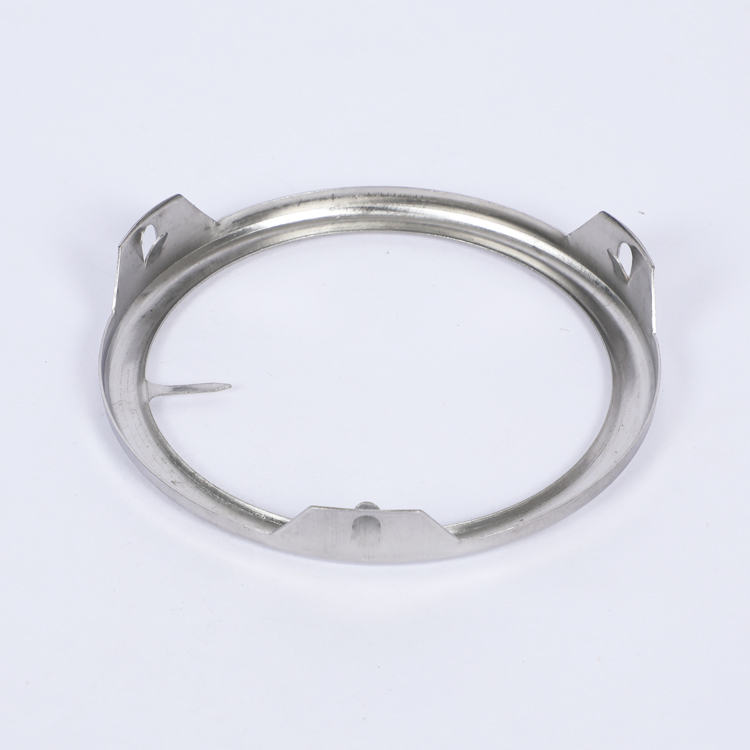 Custom stainless steel stamped retaining ring with precision locking tabs for industrial automotive and mechanical assembly applications