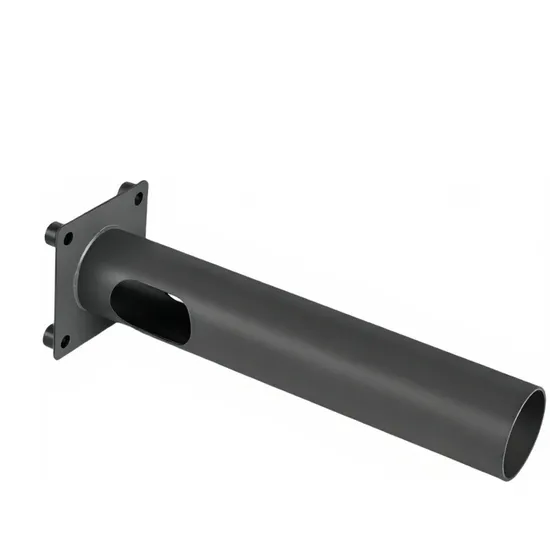 Custom fabricated pole with base plate and black powder coating