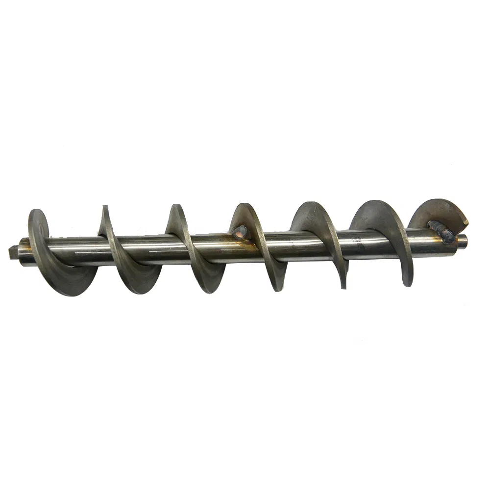 Custom MIG welded auger shafts with precision machined ends for industrial conveyor systems and drilling equipment