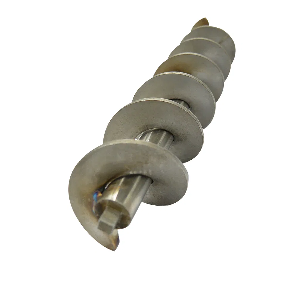 Custom MIG welded auger shaft with precision machined ends for industrial conveyor systems and drilling equipment