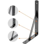 Custom anodized aluminum shelf bracket with seamless TIG welding for heavy duty wall mount shelving applications