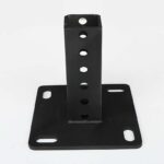 Anodized aluminum post base for fence with TIG welded fabrication, corrosion resistant surface, and outdoor mounting solution for structural fence installation