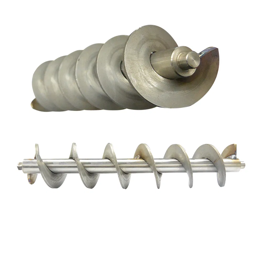 Custom MIG welded auger shaft with precision machined ends for industrial conveyor systems and drilling equipment