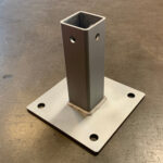 Anodized aluminum post base for fence with TIG welded fabrication, corrosion resistant surface, and outdoor mounting solution for structural fence installation