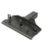 Heavy duty MIG welded trailer hitch mounting bracket with reinforced steel structure for automotive towing applications