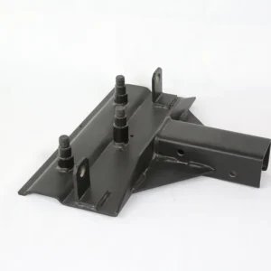 Heavy duty MIG welded trailer hitch mounting bracket with reinforced steel structure for automotive towing applications