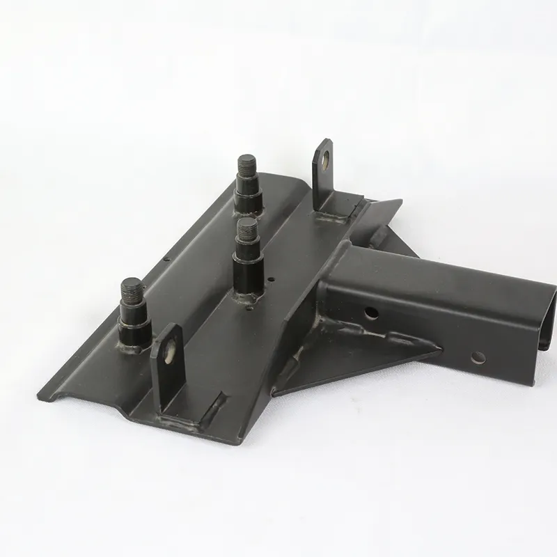 Heavy duty MIG welded trailer hitch mounting bracket with reinforced steel structure for automotive towing applications