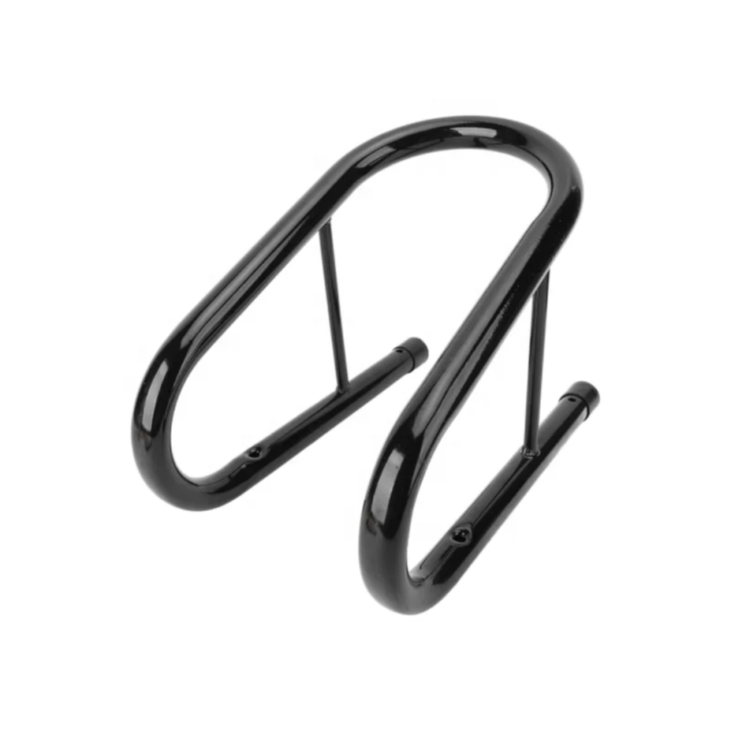 Heavy-duty OEM motorcycle wheel chock stand with TIG welded aluminum frame and black anti-scratch coating for secure motorcycle transport, storage, and maintenance use