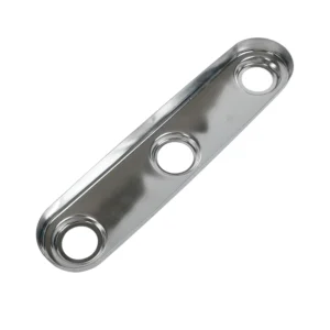 Stainless steel 3 hole faucet deck plate installed on modern kitchen sink system