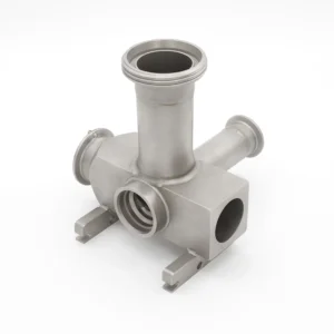 Premium SS304 Multi Port Valve Housing manufactured by lost wax investment casting with TIG welding and sanitary sand blasted finish for industrial and sanitary fluid control applications