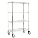 Rolling industrial shelving with wheels and adjustable shelf height