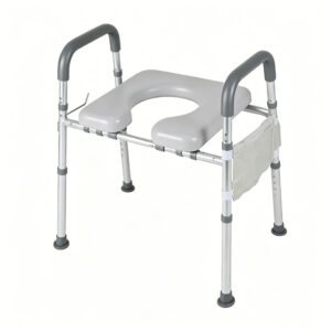 Heavy-duty welded Toilet Support Rail installed beside toilet for fall prevention support.