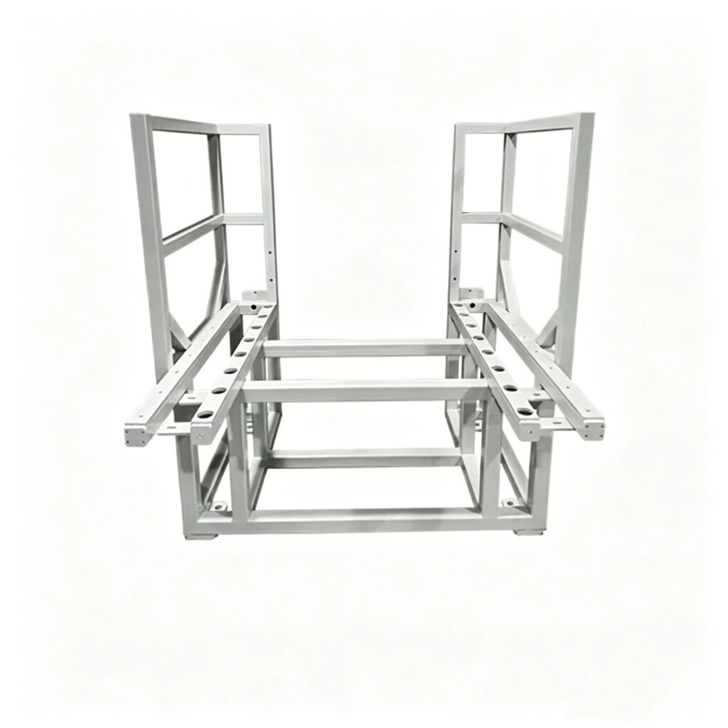 Custom welded aluminum-machine-frame, white coated aluminum alloy equipment frame for automation machine support structure