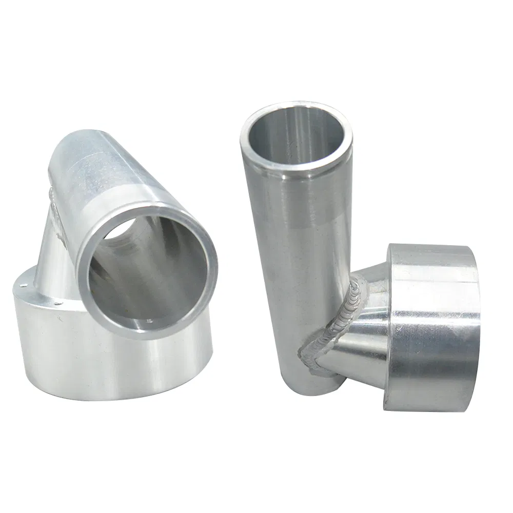 Front-up view of two tube connectors paired together showing matching thread alignment