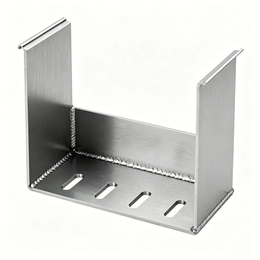 Custom sheet metal housing with ventilation slots for heat dissipation