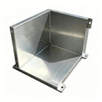 Heavy-gauge sheet metal housing with powder-coated surface finish