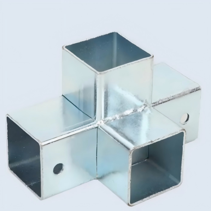 Structural Pipe Connector galvanized 3-way square tube pipe joint fitting<br>Конструкционный соединитель труб, оцинкованный 3-ходовой фитинг для соединения квадратных труб<br>