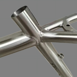 Precision TIG welded titanium bicycle frame with smooth weld profile and durability