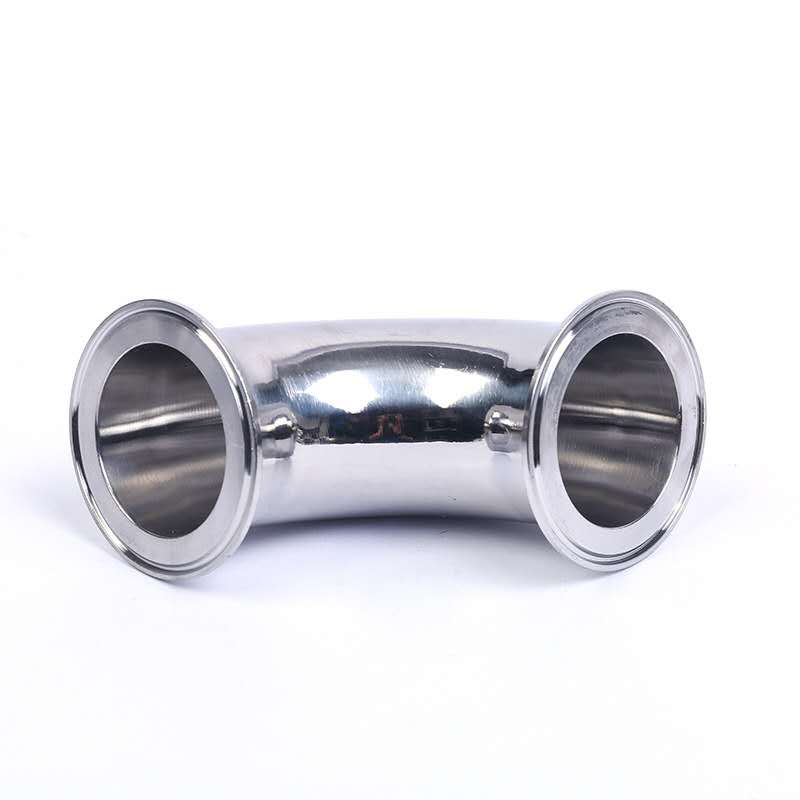 Custom Sanitary Tri Clamp Elbow TIG Welded 304 316 Stainless Steel Pipe Fitting for Food and Pharmaceutical Systems 1 Tri-Clamp-Bogen mit geschweißter 304 Edelstahlkonstruktion für hygienische Lebensmittel- und Pharmazie-Rohrleitungssysteme