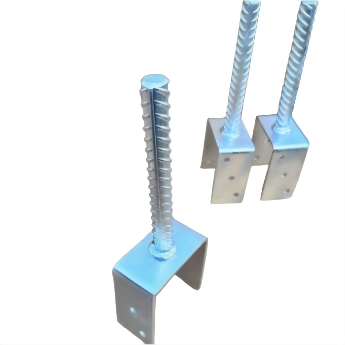 Galvanized U Shaped Beam Bracket with rebar screw, heavy duty timber beam support brackets for construction wood beam fixing