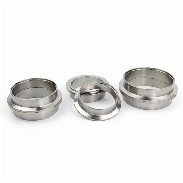 CNC machined V Band Flange set made from 304 stainless steel for precision exhaust connection applications