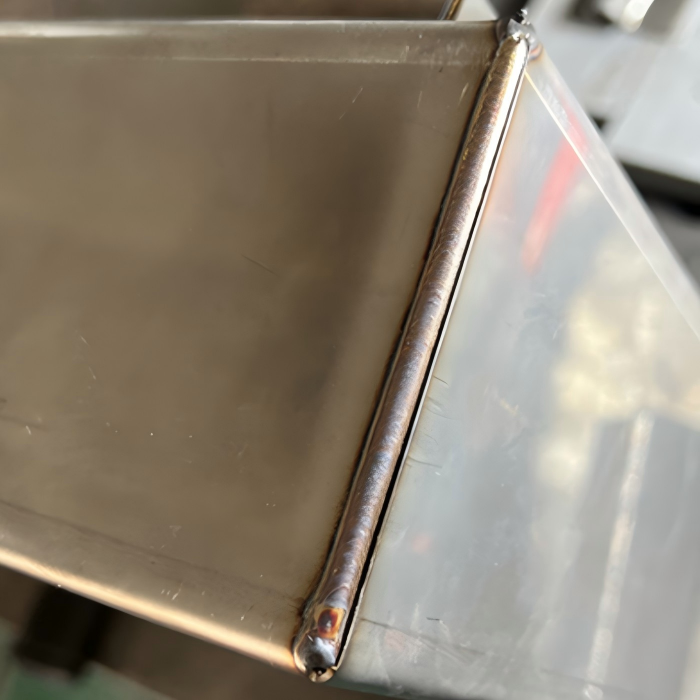 Corner Joint Welding example showing a clean welded corner